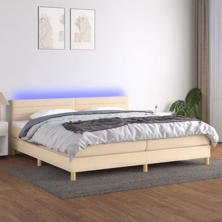 Maison Exclusive - Letto a Molle Materasso e LED bianco 200x200cm in Tessuto
