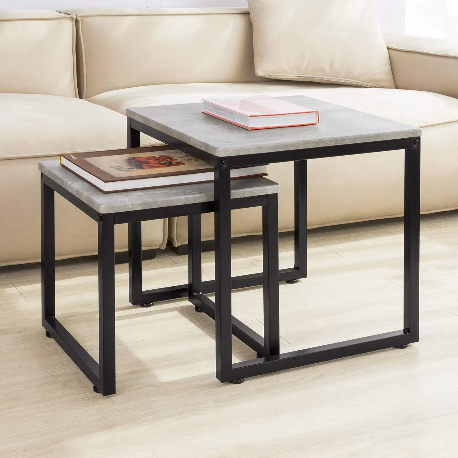 FBT42, tavolino e tavolino, set da 2 pezzi, grigio scuro
