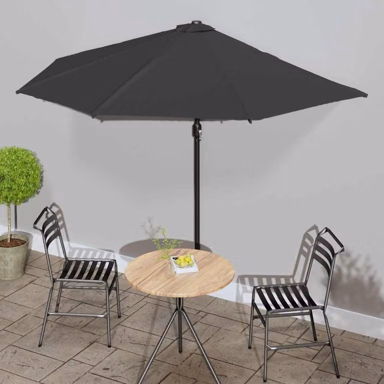 Ombrellone da balcone vidaXL con palo in alluminio nero L: 300 cm, P: 155 cm, H: 223 cm