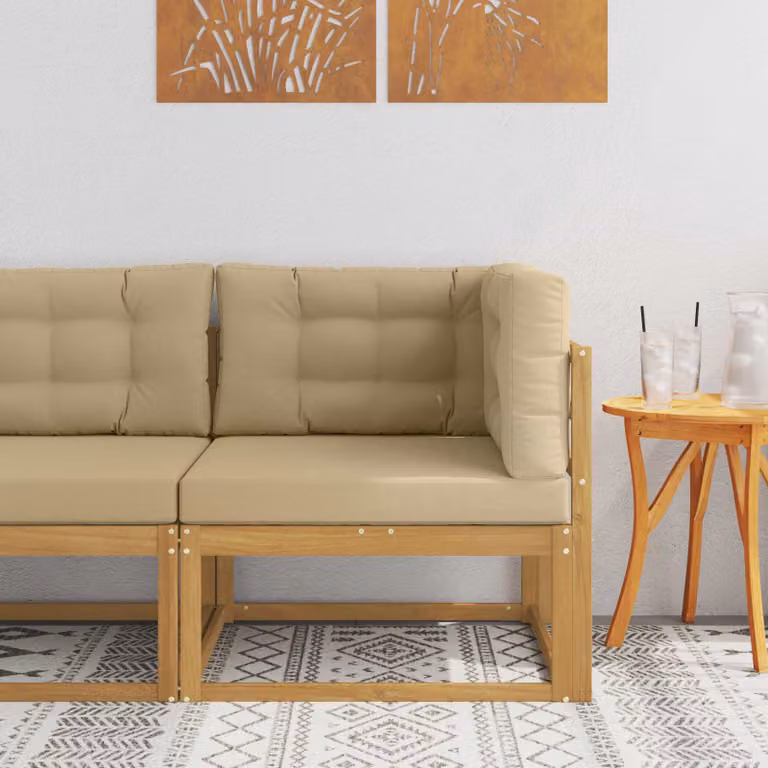 Divano Angolare da Esterno vidaXL in Legno di Acacia con Cuscini Imbottiti, Design Moderno L-Shape