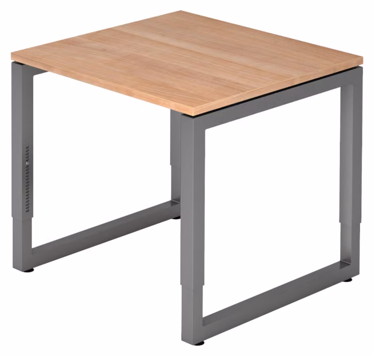bümö Scrivania Serie-R - Dimensioni: 80 x 80 cm, struttura: grafite, decorazione: noce