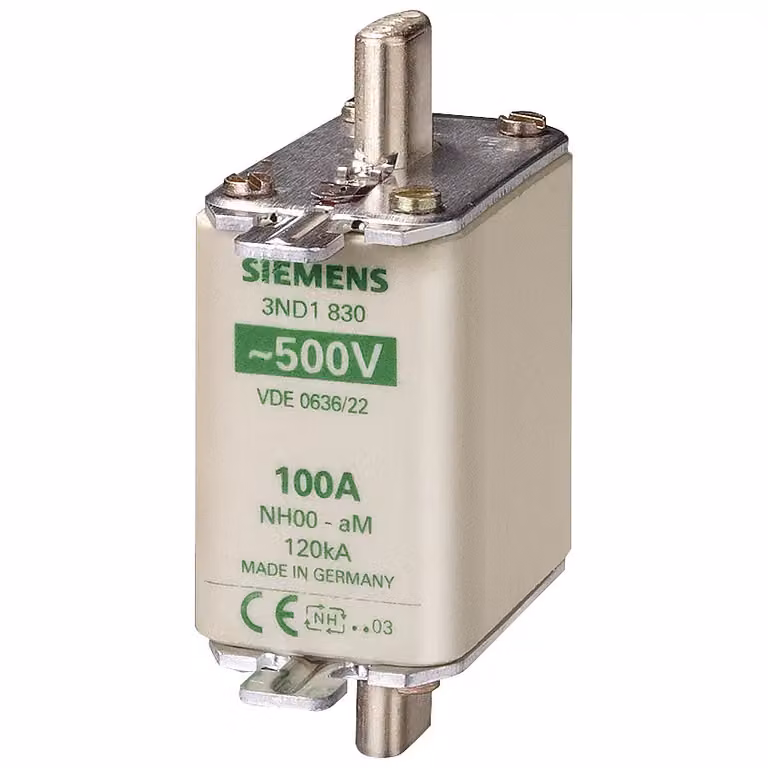 Fusibile SIEMENS NH00 125 A 500 V CA aM 3ND1832 sotto tensione