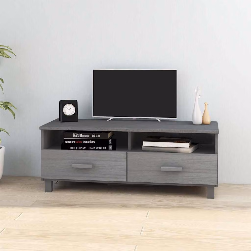 Mobile TV HAMAR vidaXL Grigio Scuro in Legno di Pino e MDF, L: 106 cm, P: 40 cm, H: 40 cm
