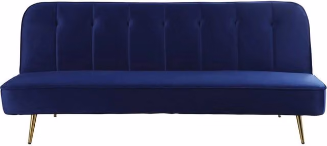 Divano letto in velluto "James" - 180 x 83 x 75 cm - 3 posti a sedere - Blu scuro