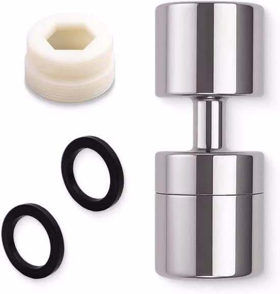 Rubinetto girevole a 360 gradi, con prolunga e aeratore, compatibile con raccordi filettati maschio M22 o femmina M24, per un flusso d'acqua ottimizzato e un maggiore risparmio