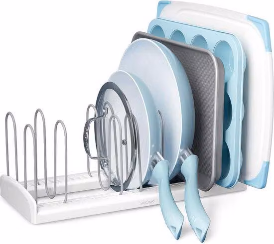 Scaffale organizzativo per accessori da cucina con divisorio estraibile
