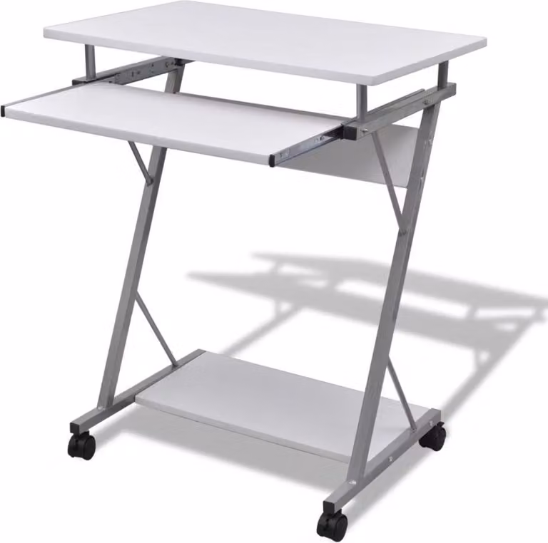 Scrivania per computer Carrello per computer Tavolo per ufficio Tavolo per laptop su rotelle bianco