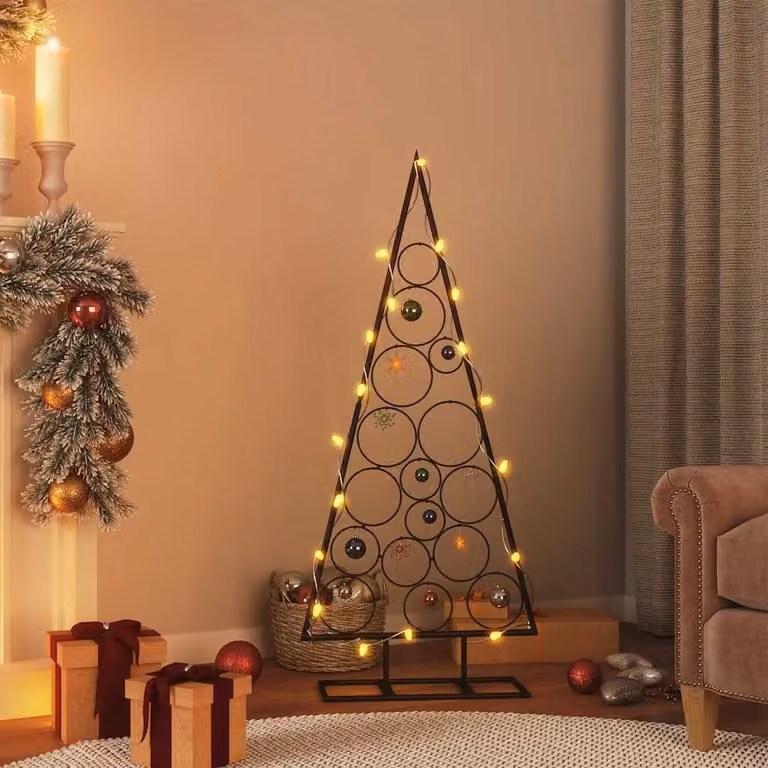 Albero di Natale decorativo moderno vidaXL in metallo nero, Altezza: 125 cm