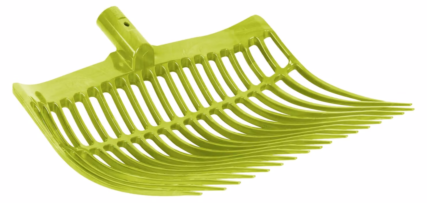 horizont Forca svedese verde chiaro, in plastica resistente, larghezza 40 cm, 18 rebbi, forca da fieno per cavalli, fattoria e stalla, forca da letame senza manico, forca da letame, forca a paletta