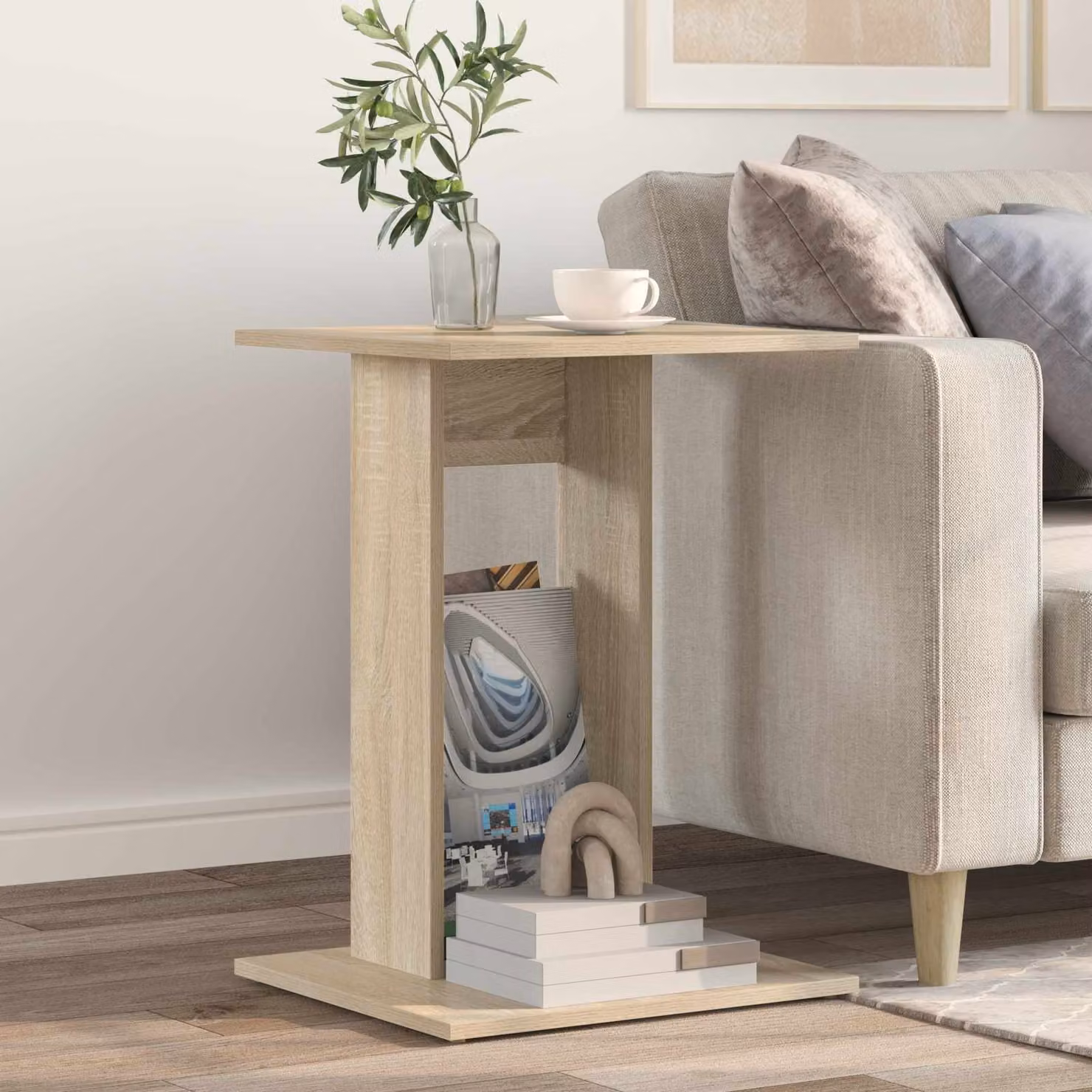 vidaXL Tavolo laterale moderno in Rovere Sonoma, L/P/H: 45 x 40 x 62,5 cm