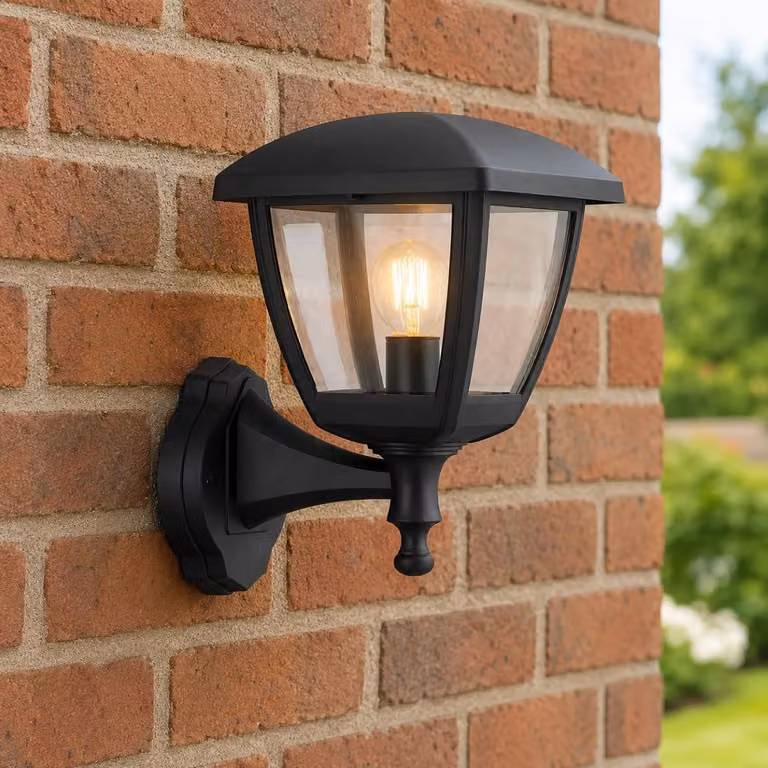 Lampada da parete esterna, nera, dallo stile tradizionale, resistente agli agenti atmosferici, 35,6 cm
