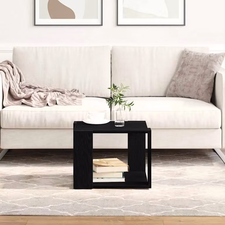 Tavolino da salotto moderno vidaXL in rovere e nero L/P/H: 40 x 40 x 30 cm