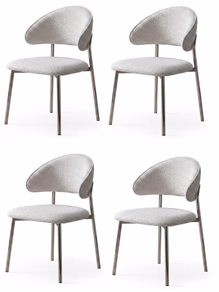 4 sedie moderne, beige, confortevoli, ideali per la sala da pranzo, dal design minimalista e lussuoso