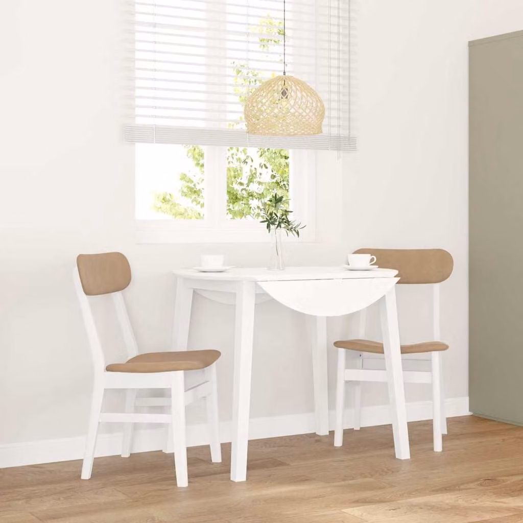 Set di 2 sedie da pranzo con cuscini vidaXL in legno di hevea bianco e marrone