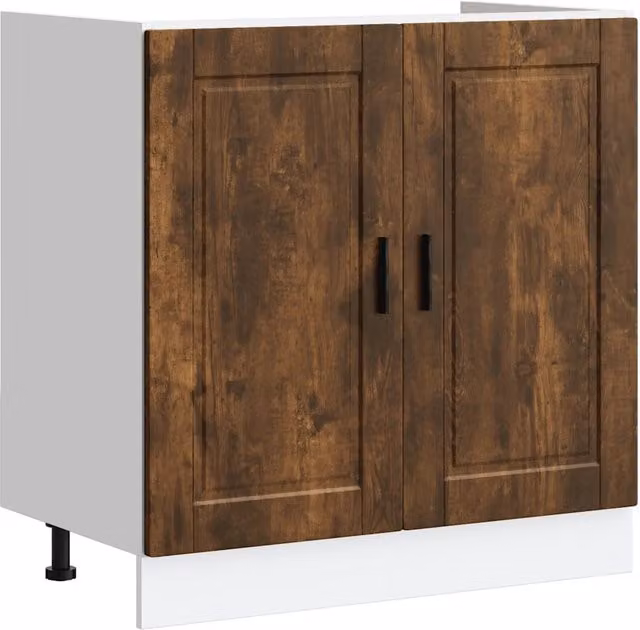 Mobile base lavello da cucina moderno in legno composito marrone L: 80 cm, P: 46 cm, H: 81,5 cm