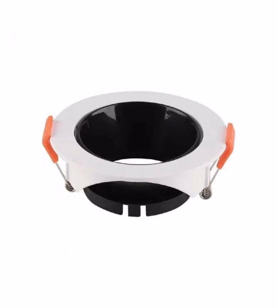 Portafaretto LED da Incasso Rotondo GU10 Corpo Bianco Riflettore Nero