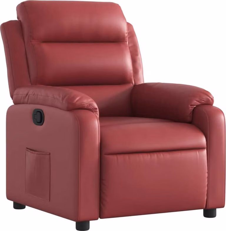 Poltrona Reclinabile Rosso Vino in Pelle finta