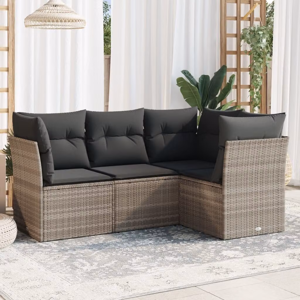 Maison Exclusive - Set Divano da Giardino 4pz con Cuscini Grigio Chiaro Polyrattan
