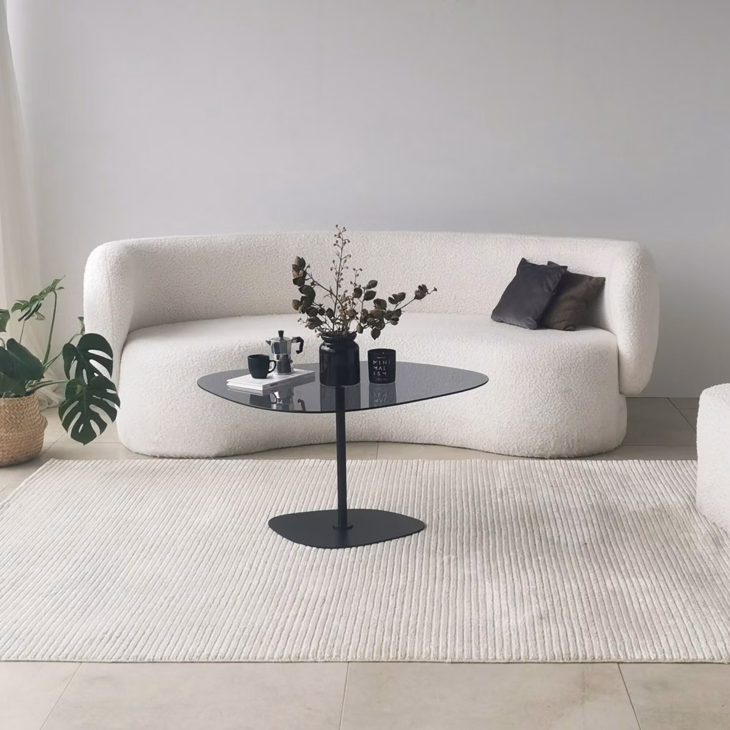 Skye Decor, Soho - Grigio scuro, Nero, Tavolino, 100% vetro temperato, Grigio scuro, 85 x 67 x 40 cm