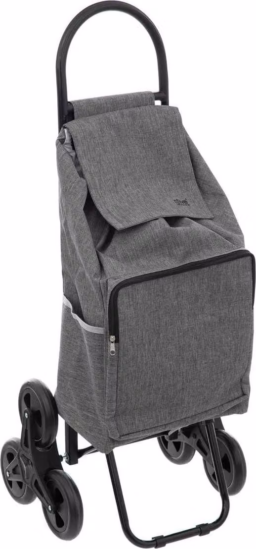 Carrello per la spesa con 6 ruote in metallo, altezza 99 cm, dimensioni 43 x 36 cm, ideale per l'uso su scale