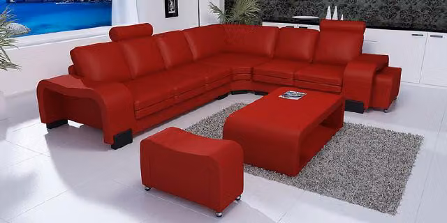 Leder Eckcouch Garnitur Ecksofa Polster Ledersofa Xxl Wohnlandschaft Garnitur