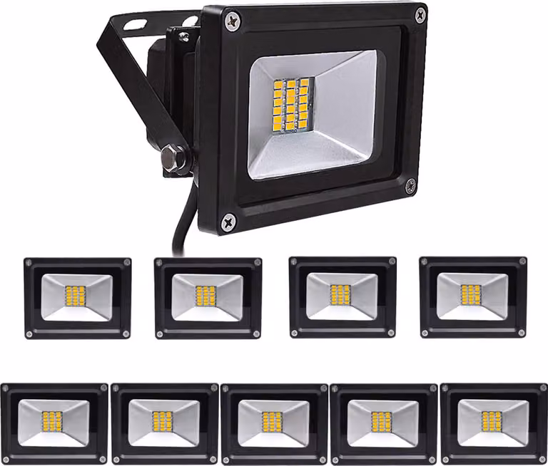 Greenmigo 10 pezzi Faretti LED da 20 W Faretti da esterno Faretti a fascio largo Faretti da parete SMD Faretti Spot Bianco caldo 1700-1800 lm Faretti a fascio largo Faretti AC LED Impermeabili IP65