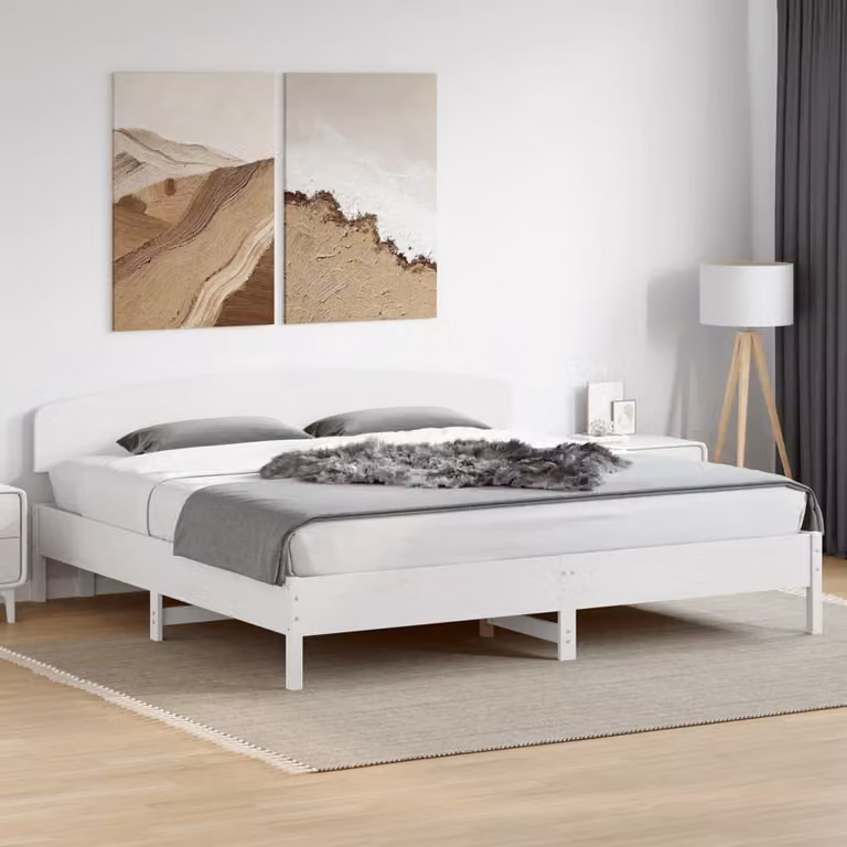 vidaXL Giroletto in legno massello di pino bianco con doghe fisse 200x200 cm