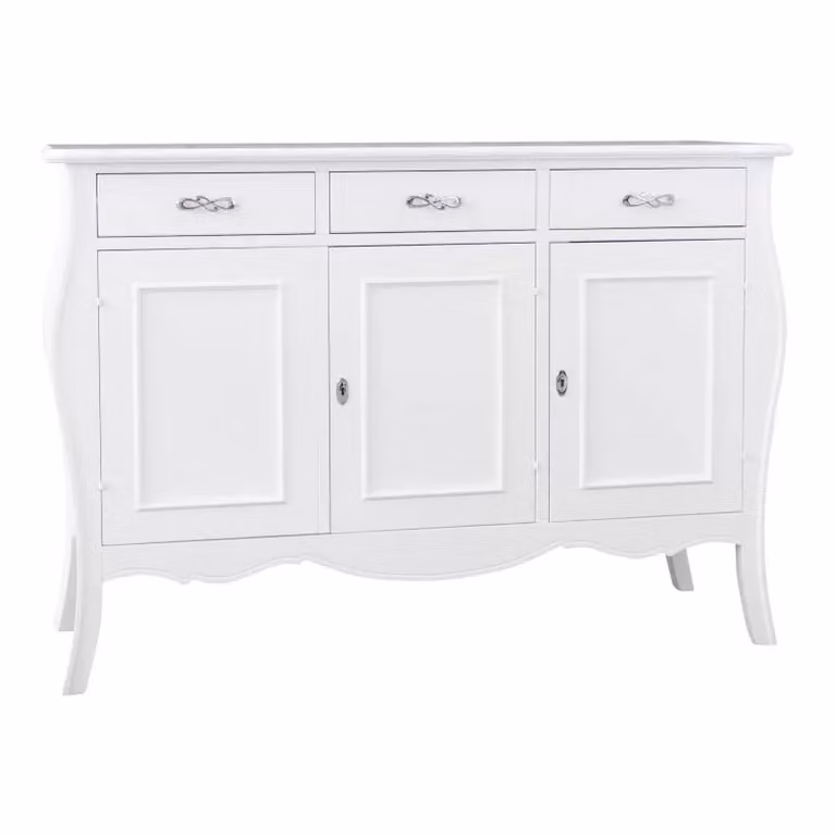 Madia credenza con 3 porte in legno bianco opaco Mobili 2G L/P/H: 151 x 50 x 105 cm