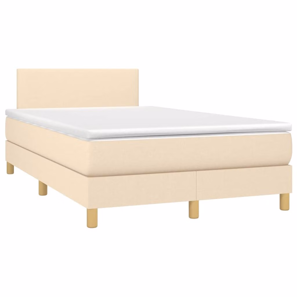 Giroletto a Molle con Materasso Crema 120x190 cm in Tessuto