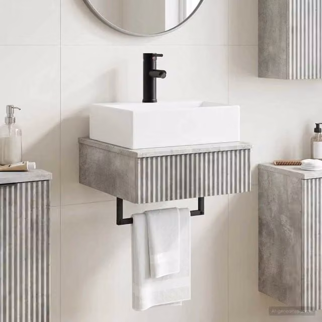 Lavabo da parete vidaXL in plastica grigio, L: 40 cm, P: 41 cm, H: 39 cm