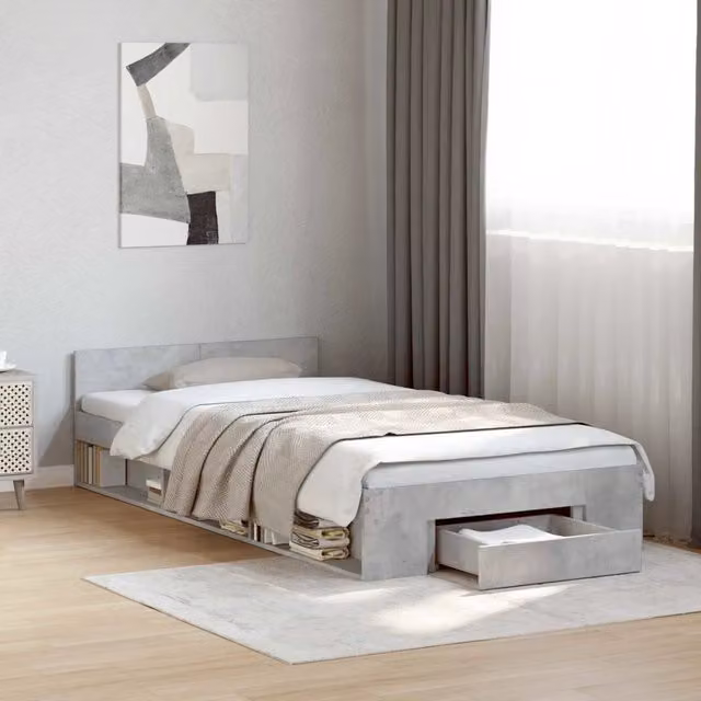 Letto con contenitore con cassetti vidaXL in legno ingegnerizzato Grigio L: 80 cm, P: 200 cm, H: 103 cm