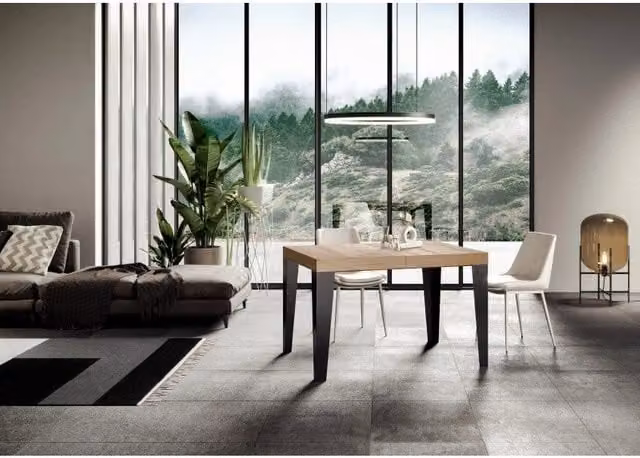 Tavolo allungabile ITAMOBY moderno in MDF laminato Quercia con telaio Antracite L: 140-400 cm, P: 90 cm