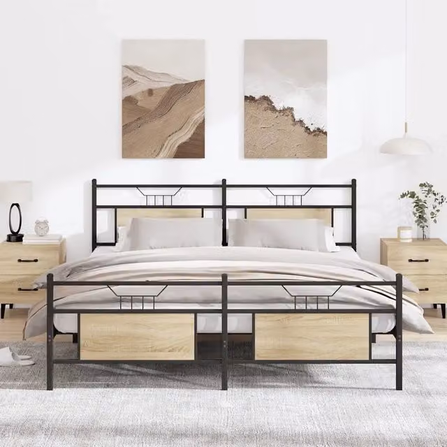 Giroletto senza Materasso in Metallo-Struttura Letto Rovere Sonoma 183x213 cm 381007