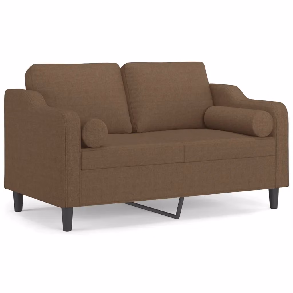 Divano a 2 posti moderno vidaXL in tessuto marrone con cuscini e coperture rimovibili – 2