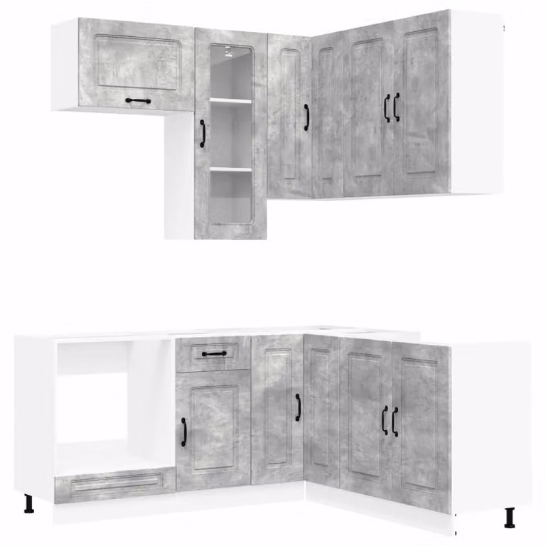 Set di cucina KALMAR, 8 pezzi, grigio cemento