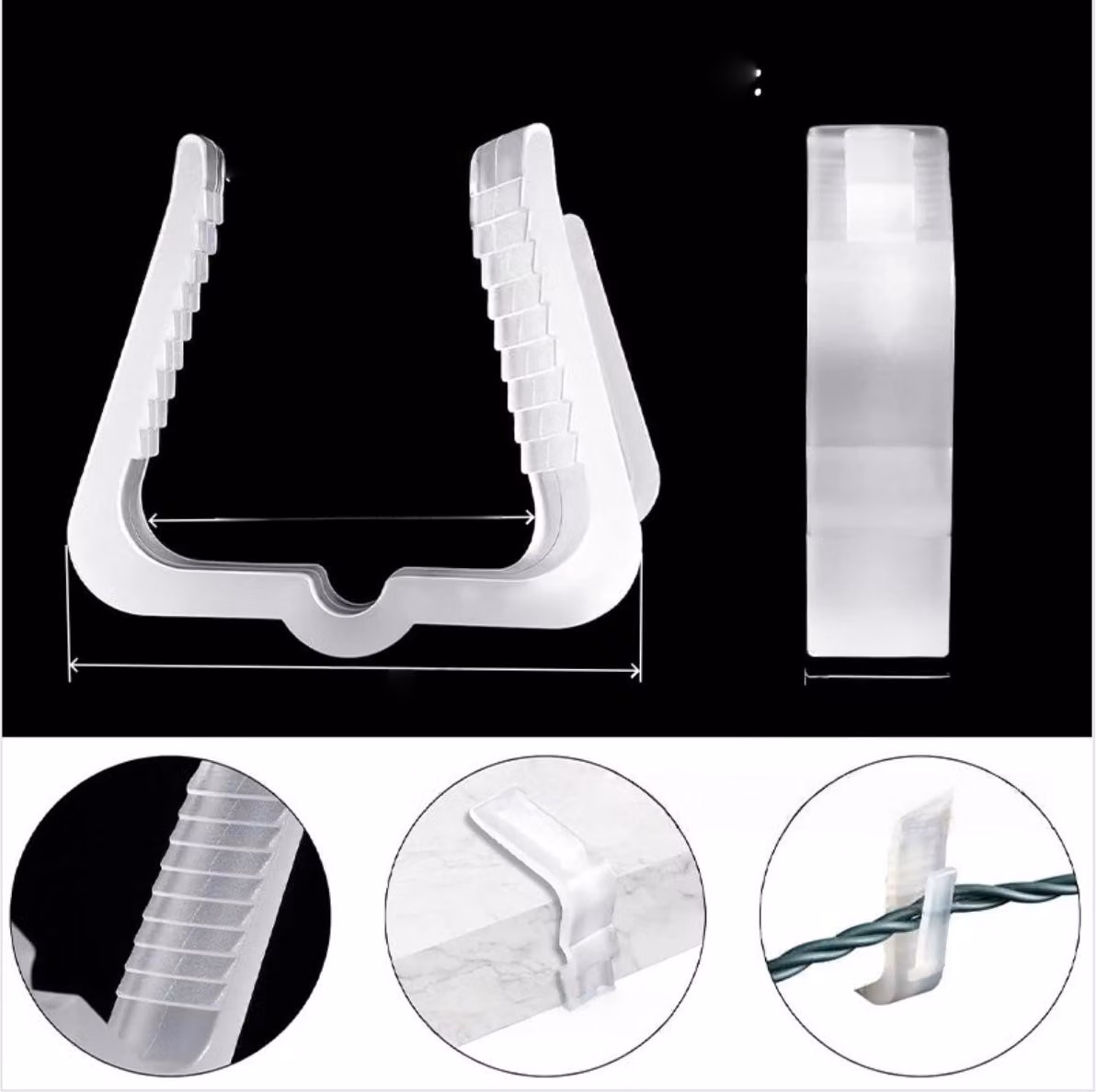 INF 50 Pezzi Clip per Luci Natalizie, Ganci per Grondaie in Plastica Esterni Trasparente