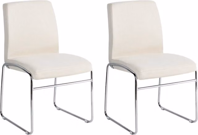 Set di 2 sedie da pranzo Beliani in stile scandinavo con braccioli, rivestimento in tessuto beige e base in metallo per cucina e sala da pranzo