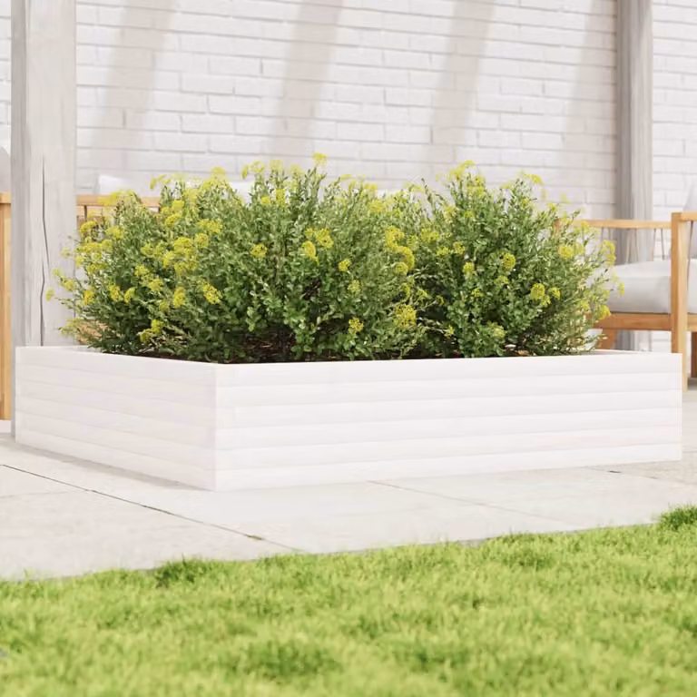 Fioriera da giardino vidaXL in legno di pino bianco L: 110 cm, P: 110 cm, H: 23 cm