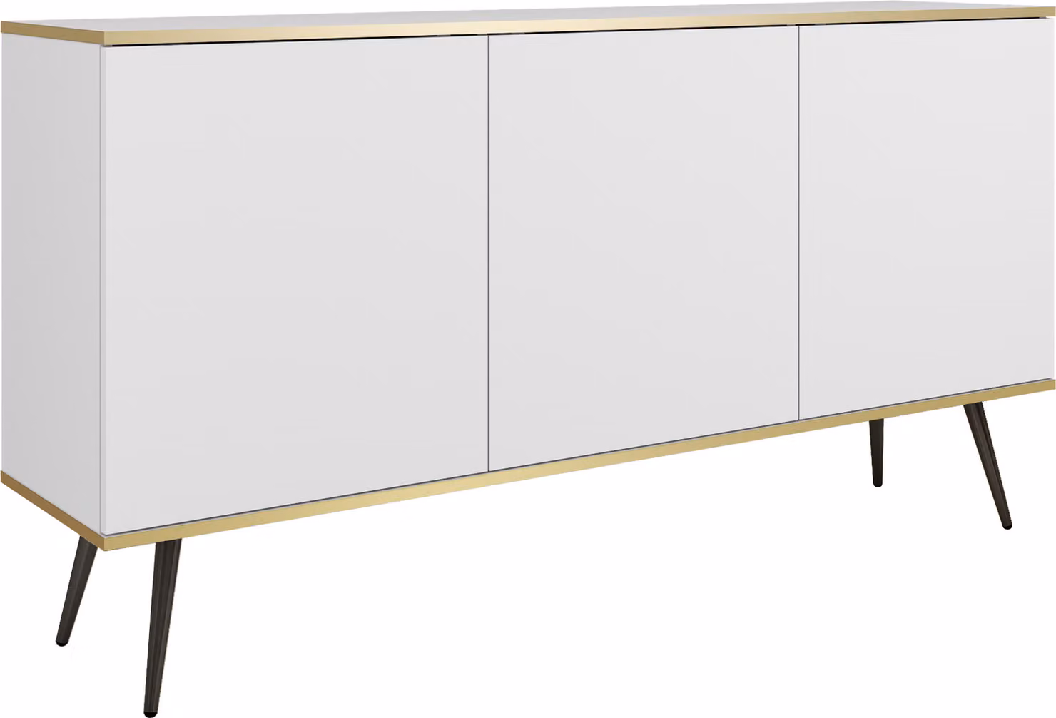 Cassettiera: bianca con gambe nere, 160 x 85 x 39 cm