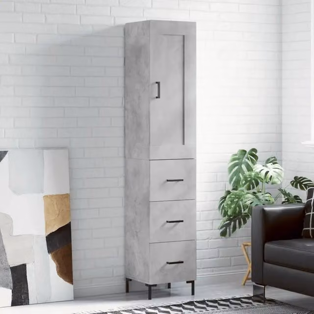 Credenza Grigio Cemento 34,5x34x180 cm in Legno Multistrato 3200197