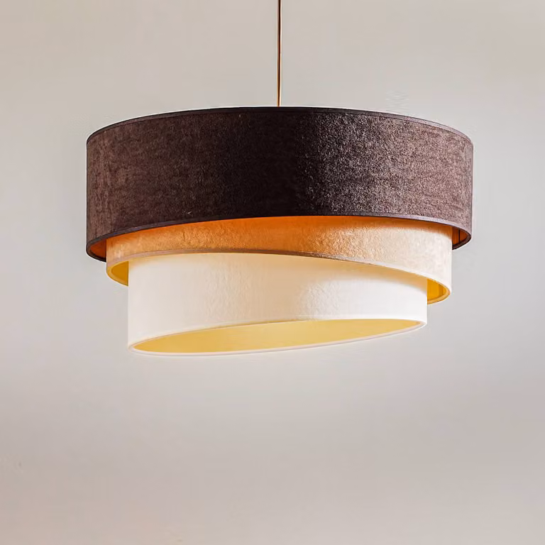 Lampada a sospensione Devon Duolla, dimmerabile, Marrone / Ruggine, Soggiorno / Sala da pranzo, Tessuto / Stoffa / Seta, Moderno, Lampada a sospensione