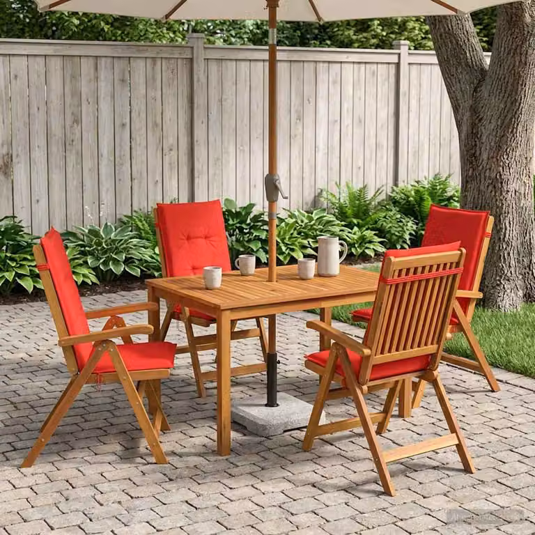 Set da pranzo da giardino vidaXL in legno di acacia trattato, 5 pezzi, colore rosso e marrone