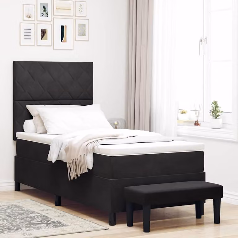 Maison Exclusive - Letto boxspring con testiera, nero, 190 x 90 cm, velluto