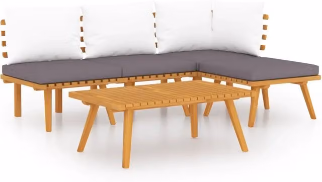 Set Divani da Giardino 5 pz | Set Salotto da Giardino con Cuscini in Massello di Acacia