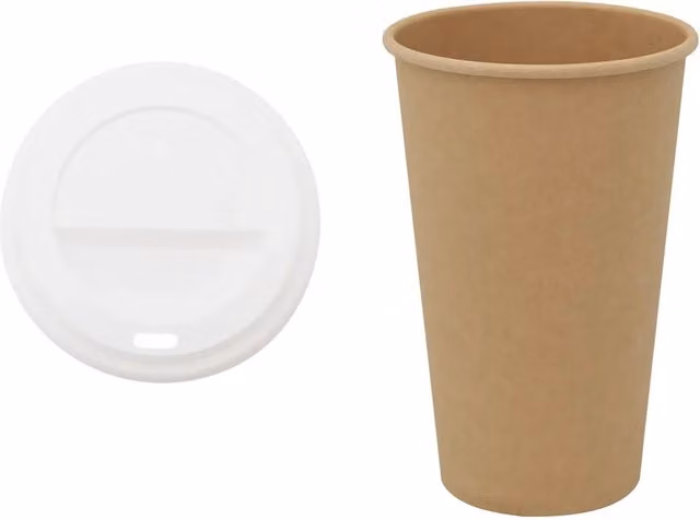 Set di 1000 tazze da caffè in carta con coperchi da 400 ml, colori bianco e marrone