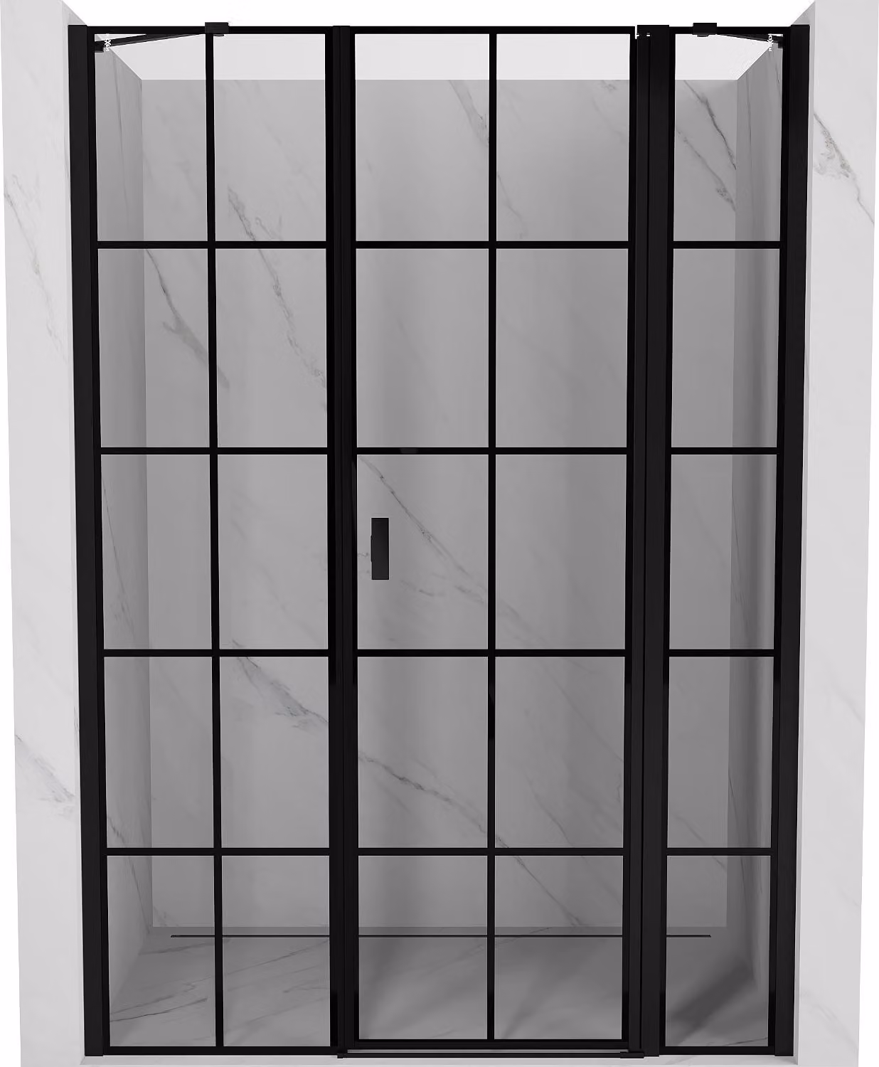 Mexen Mist porta doccia battente destra 145 cm, griglia nera, nero - 8A4-145-001-70-77-P