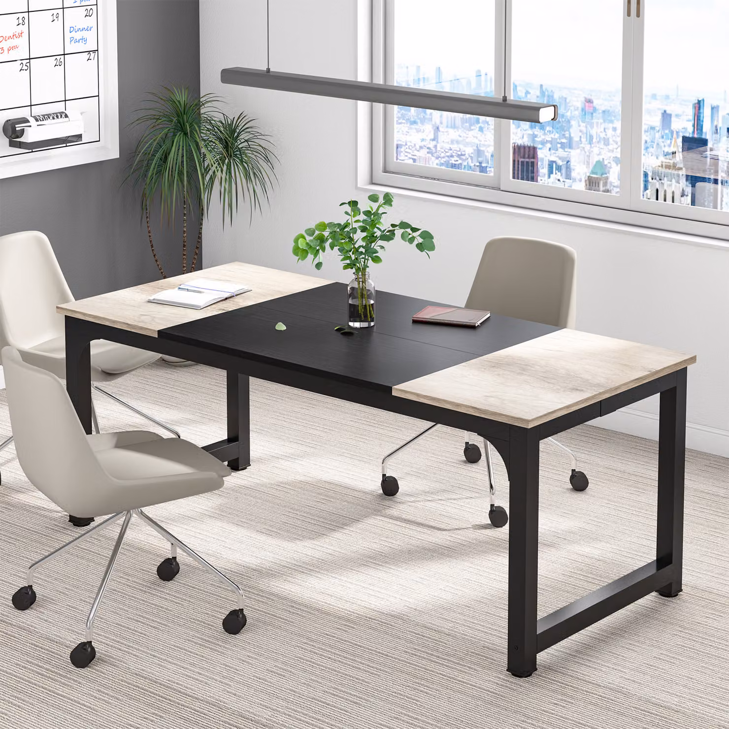 Tribesigns scrivania scrivania per computer 160 x 80 x 75 cm tavolo per PC tavolo da lavoro tavolo da pranzo in nero, scrivanie, tavolo da conferenza, grigio