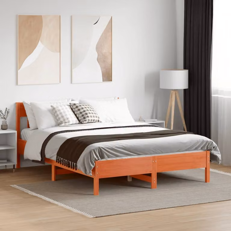 vidaXL Giroletto in Legno di Pino Marrone Cera con Doghe Rigide L: 160 cm, P: 200 cm