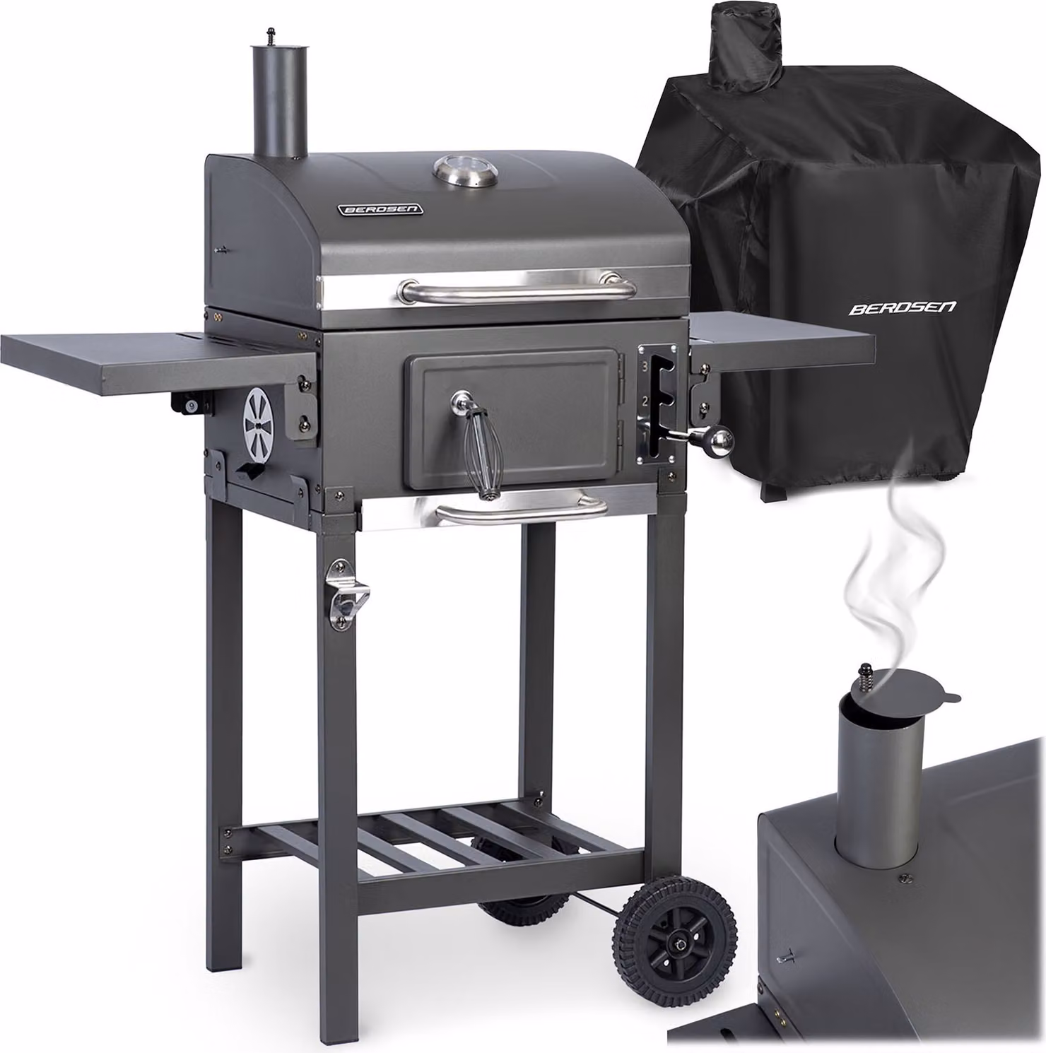Barbecue a carbone nero Berdsen BD-892 con coperchio