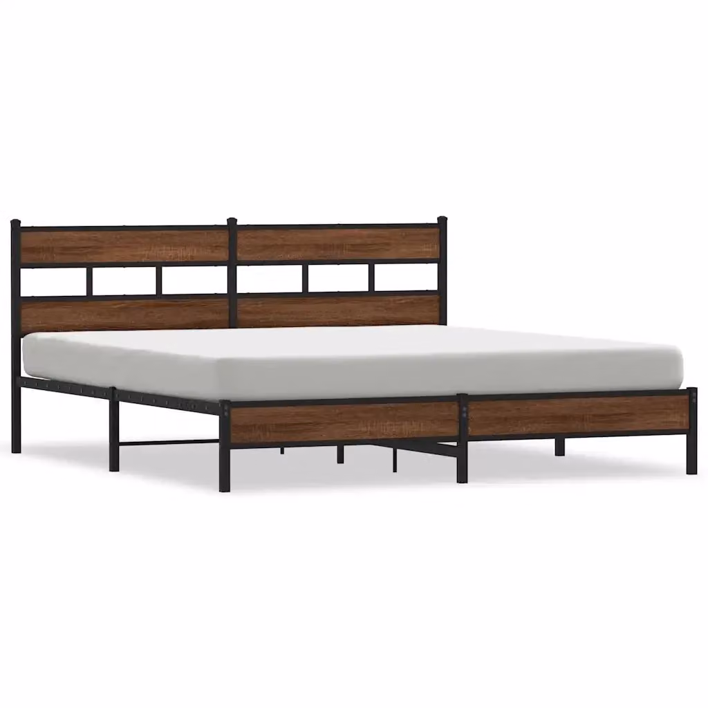 Letto con struttura in metallo e MDF vidaXL colore marrone L/P/H: 207 x 187 x 91,5 cm (senza materasso) – 2